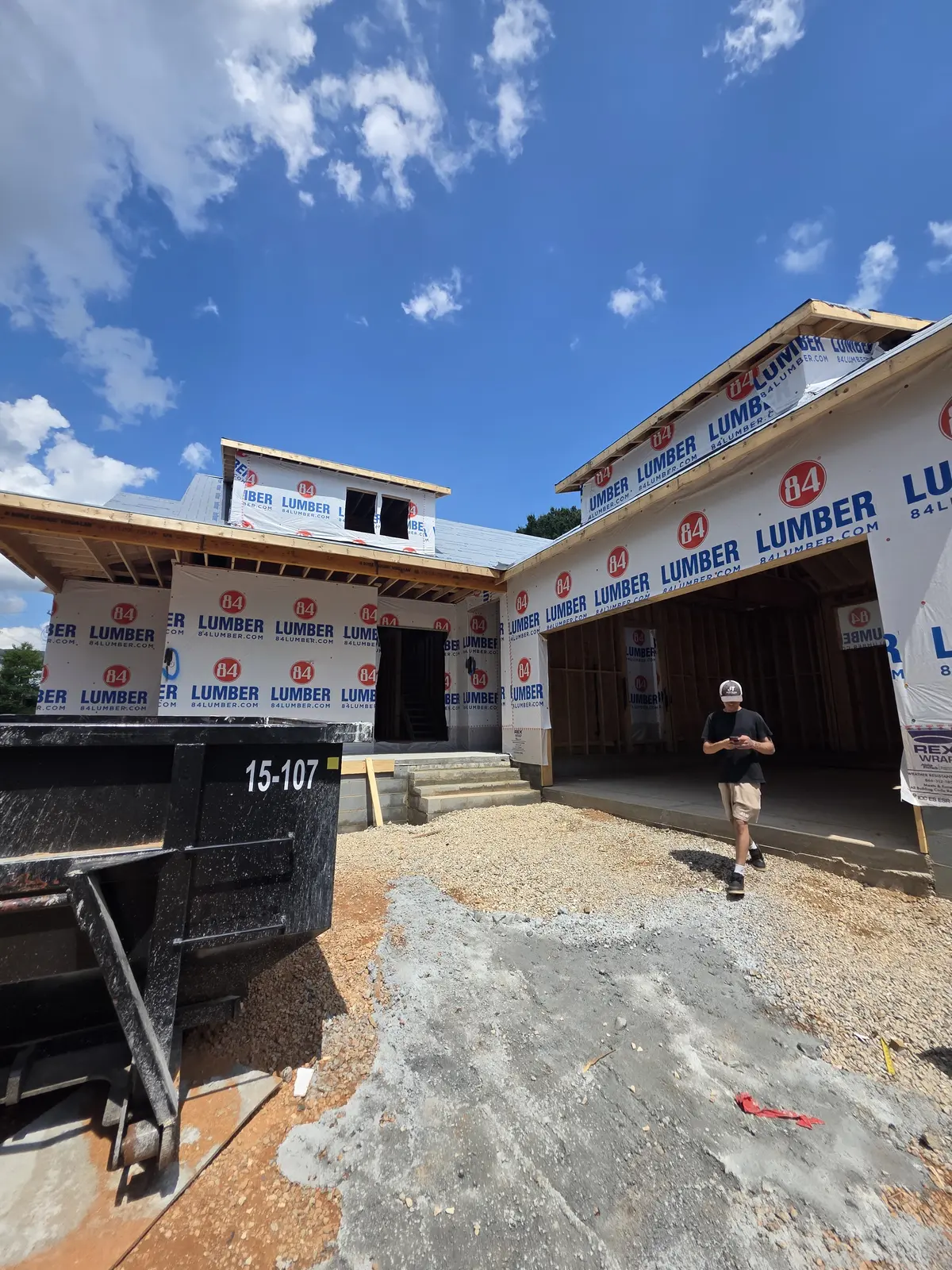 New residential construction project during framing