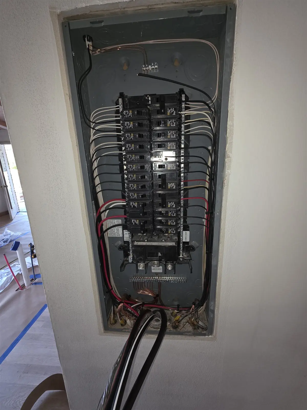 Neatly organized residential electrical panel installation