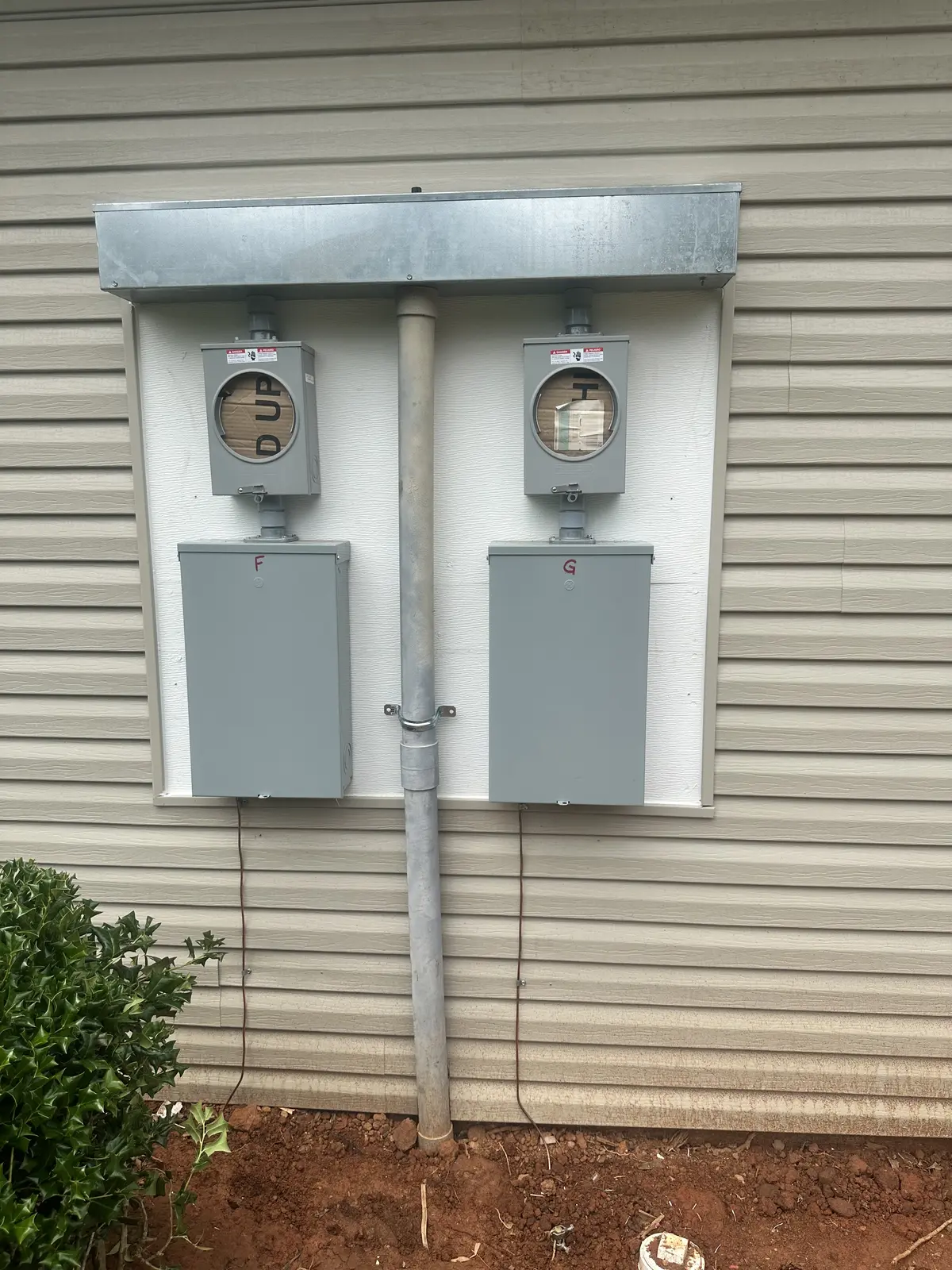 Completed exterior multifamily electrical service equipment