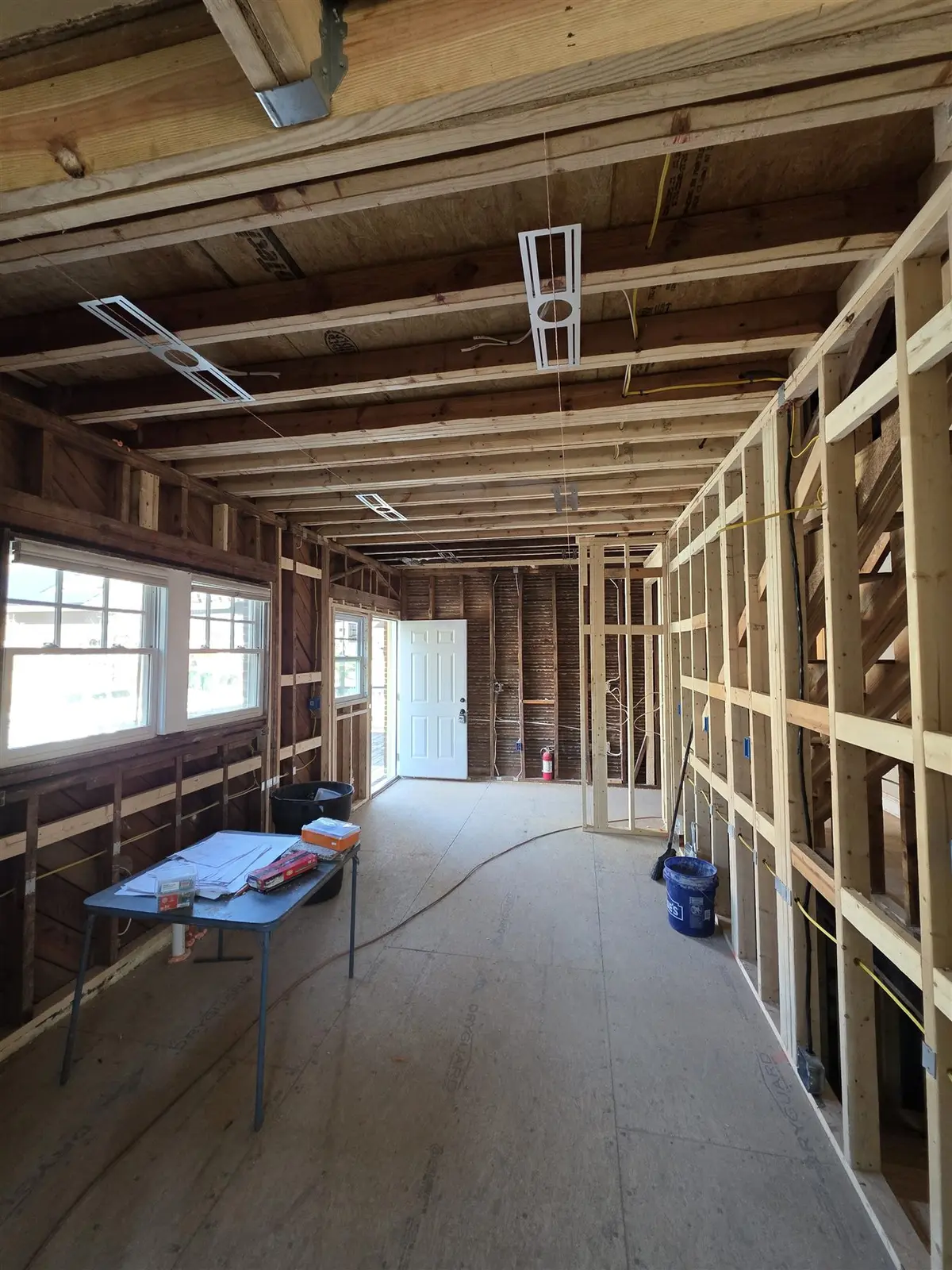 Electrical ceiling and wall rough-in during a full renovation
